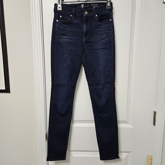 7 For All Mankind Denim - 7 For All Mankind The Skinny Jeans Women's 25 (26x28.5) Mid-Rise Dark Wash EUC